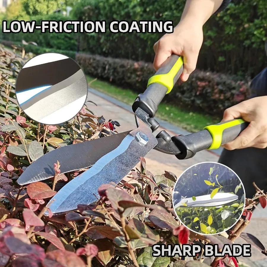 Tijeras cortasetos de 19 pulgadas con cuchillas onduladas afiladas para corte de precisión de bordes y arbustos de jardín, herramientas de jardín ideales para