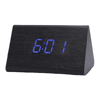 Wooden Clock Voice Controlled LED Display Alarm Clock Sensitive Desk Temperature Celsius Fahrenheit