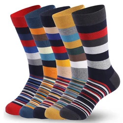 5Pairs Mens Fun Dress Socks  Pattern Funny Socks Pack,Colorful Striped Combed Cotton Novelty Socks,Cool Breathable Casual Socks