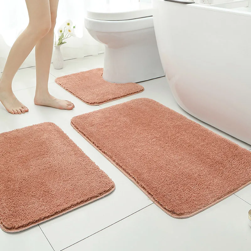 

Комплект из 3-х ковриков для ванной комнаты: полиэстеровый плюшевый коврик, однотонный, комфортный, нескользящий, для душа и дома.