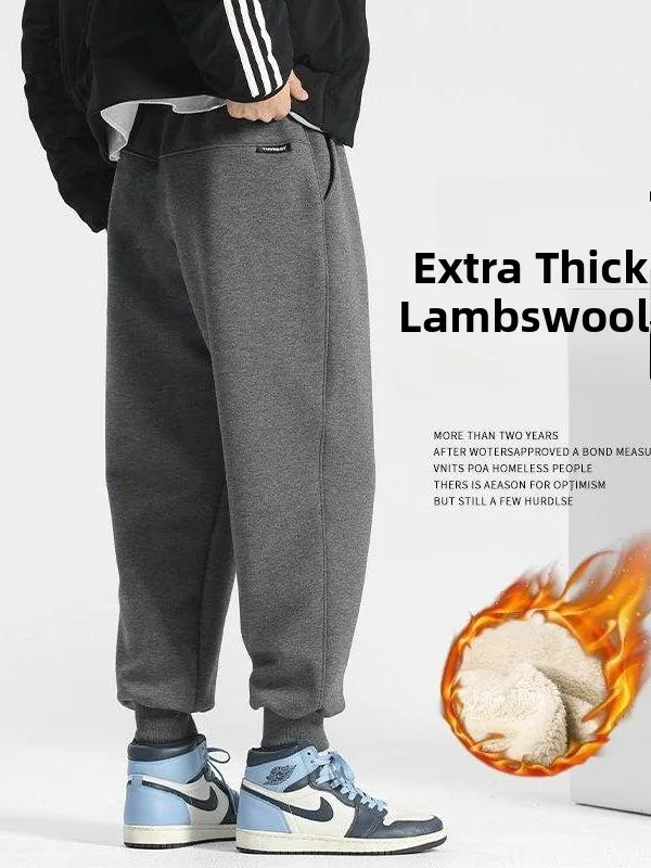

Мужские зимние утепленные повседневные спортивные брюки на флисовой подкладке, длинные брюки, осенне-зимний дизайн, удобные, дышащие