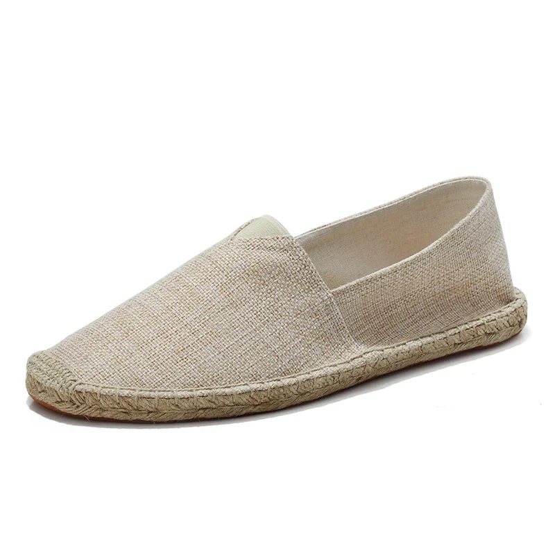 Man Espadrilles Hemp Canvas Flat Plus Size Fisherman Driving Footwear Women Sewing Flax Shoes Slip on Loafers Casual Shoes