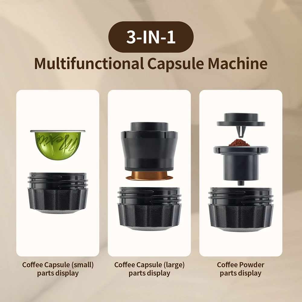 3-in-1 Portable Coffee Machine Wireless Capsule Coffee Machine Espresso Coffee Maker Travel Home Use Automatic Coffee Maker