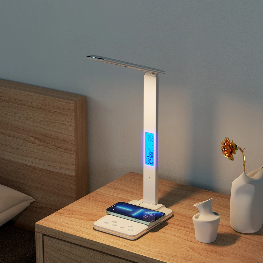 

LED Table Lamp Home Reading Book Light Desk Lighting Foldable Storage Lighting Angle Adjustment via Wireless Charging Board