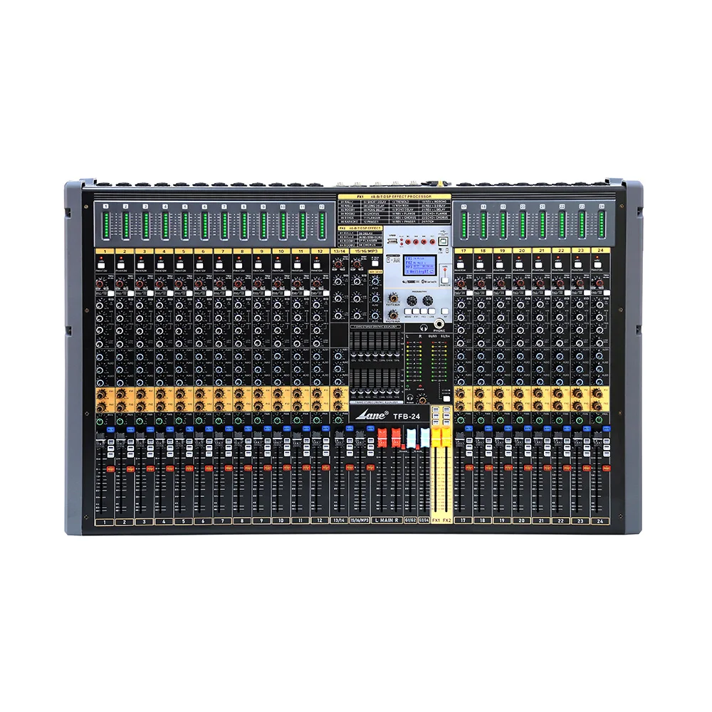 

Lane TFB-24 Wholesale 2024 NEW Products Professional 100 MM fader USB 24DSP 24 Channel Audio Mixer For DJ Studio