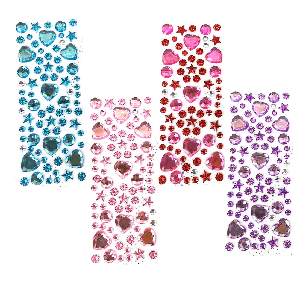 

4 Sheets Acrylic Drill Stickers Self Adhesive Decorative Scrapbook Album Gems Kids Supplies Storage Containers