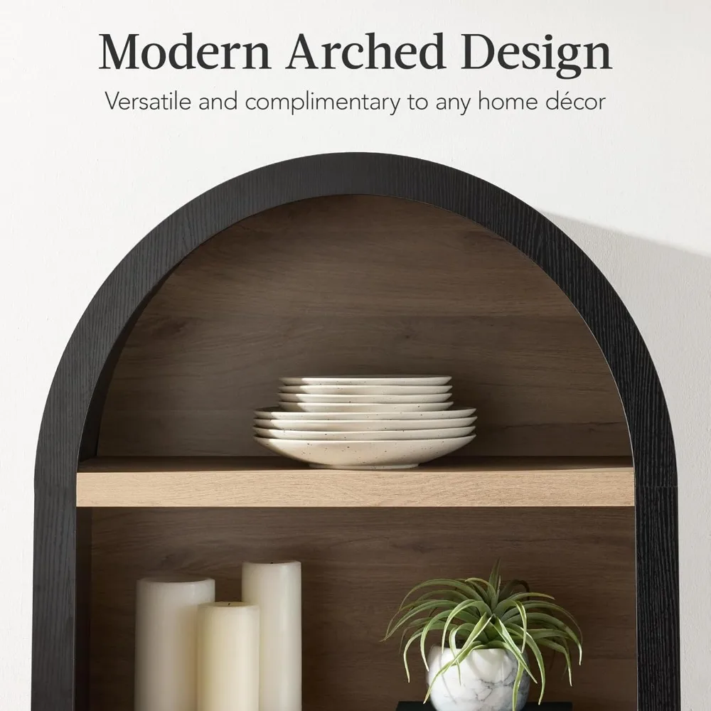 베스트 초이스 프로덕츠 72인치 높이 아치형 팬트리 캐비닛(도어 포함), 5단 책장, 아모아르, 허치, 책장, 수납장(조절 가능)