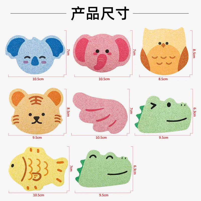 

4pcs Wood Pulp Animal Shaped Bath Sponges Koala Elephant Owl Reusable Shower Sponge Sets For Kids Adults Funny Bathing Supplies
