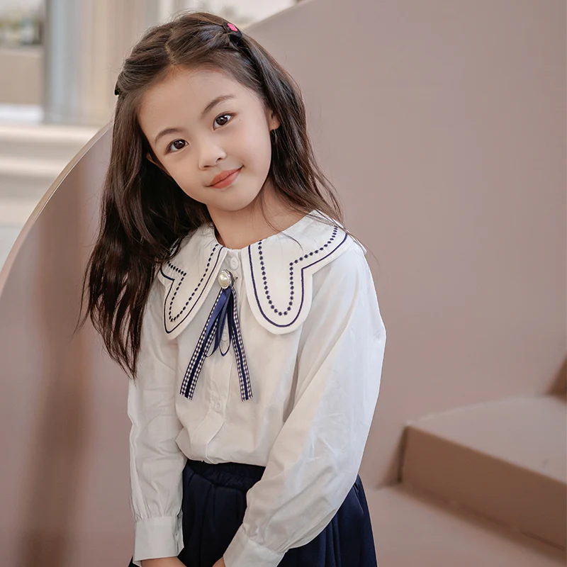 Spring Autumn Kids School Uniform Girls\' Clothing College Style Jk Skirt Set Knit Cardigan Shirt Pleated Skirt Y2k Foreign Style