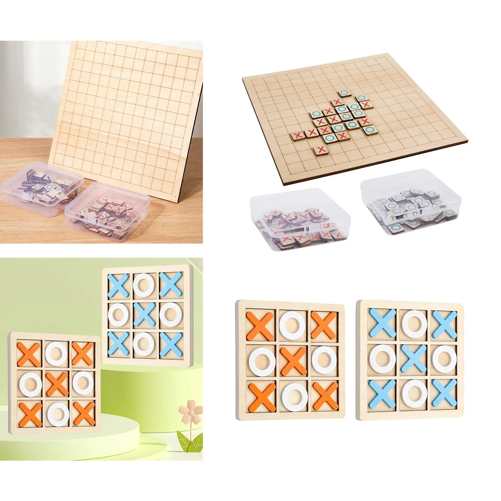 Wooden Tic TAC Toe Board Game Rustic for Adults and Family Easy to Carry Parent Child Interaction Family Game XO Table Toy