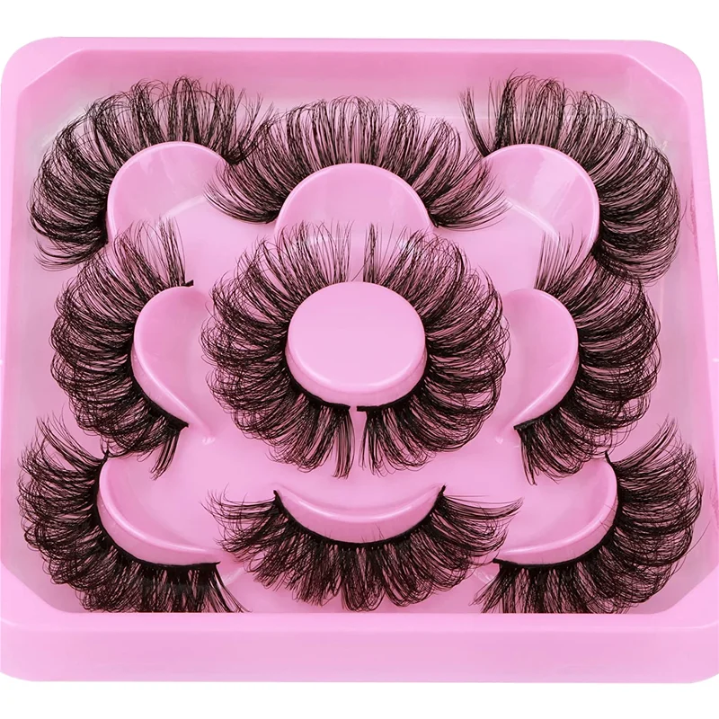 5 Pairs Russian Strip Lashes Fluffy Faux Mink Lashes 3D False Eyelashes Russian Volume Eyelashes Fake Eyelashes