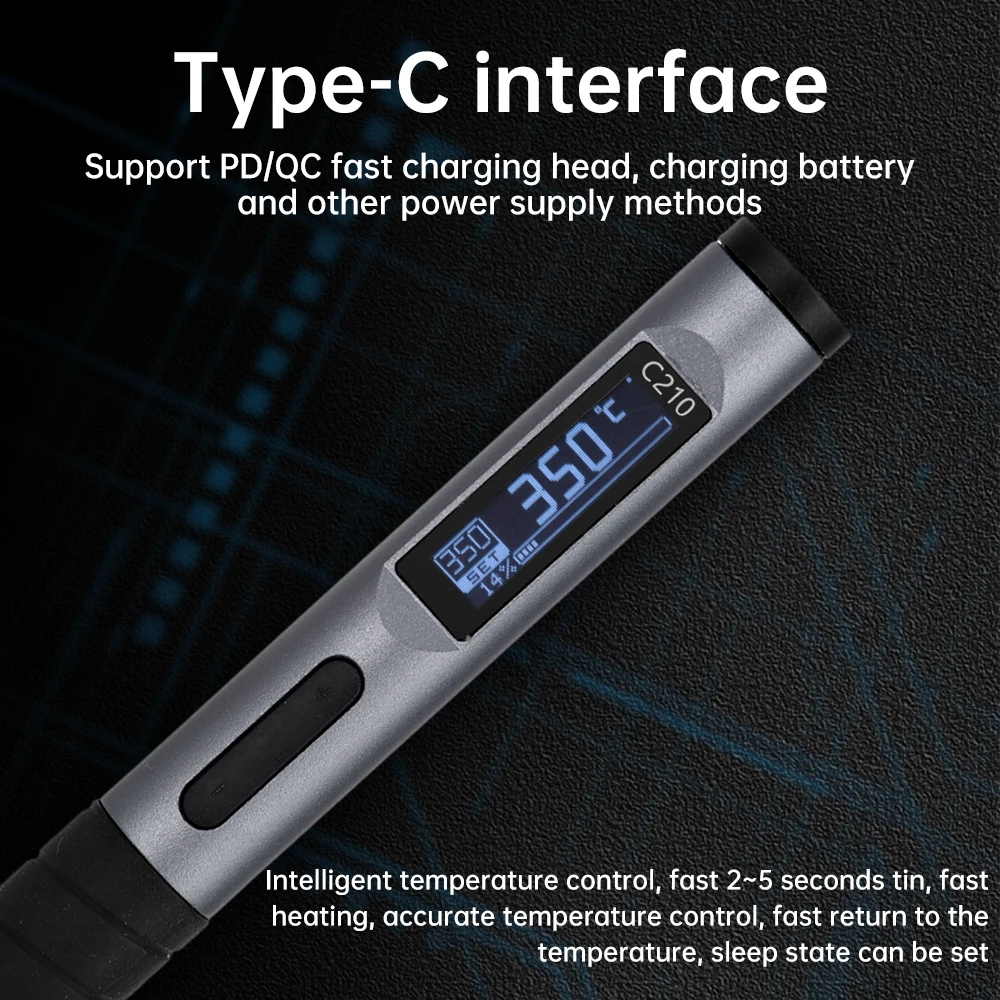 Imagem -05 - Ferro de Solda Elétrico Inteligente Aquecimento Rápido Alta Precisão Temperatura Ajustável Display Digital Led dc 920v 2s