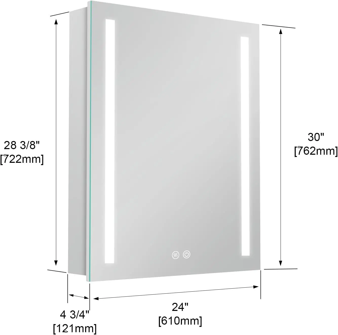 24x30 LED Mirror Medicine Cabinet Recessed or Surface, Defogger, Makeup Mirror 3X, Adjustable Color Temp & Dimmer, Outlets