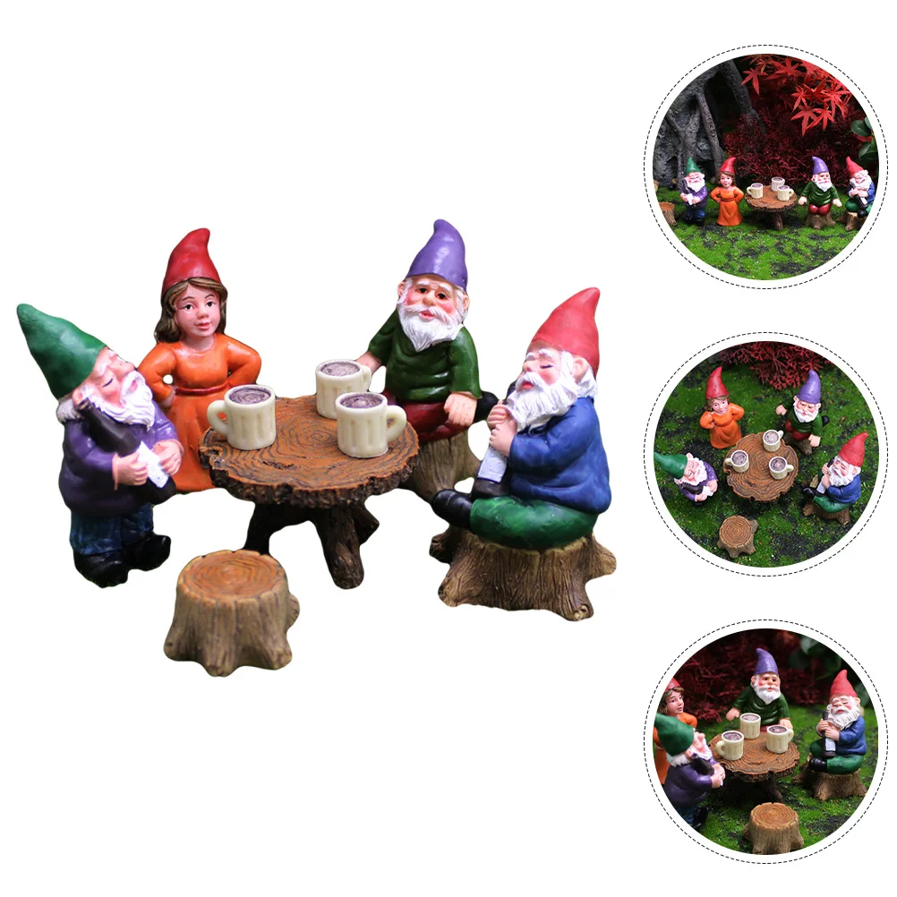 

Dwarf Garden Gnome Statue Set Creative Resin Fairy Garden Gnome Ornaments for Outdoor Yard Lawn Micro Landscape Decoration