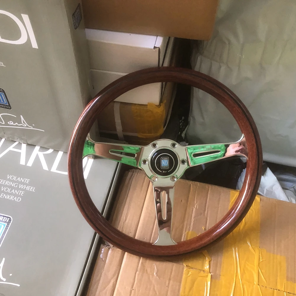 14Inch Universal Classic Nardi Wood Steering Wheel Car JDM Racing ABS Wood Nardi Steering Wheel Volantes For VW HONDA TOYOTA BMW