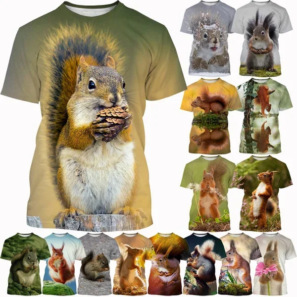 

Hot Sale Casual Printed Squirrel 3D T Shirt Animal Cute Squirrel Men's/Women's Personality New Trend Healing Series Short Sleeve