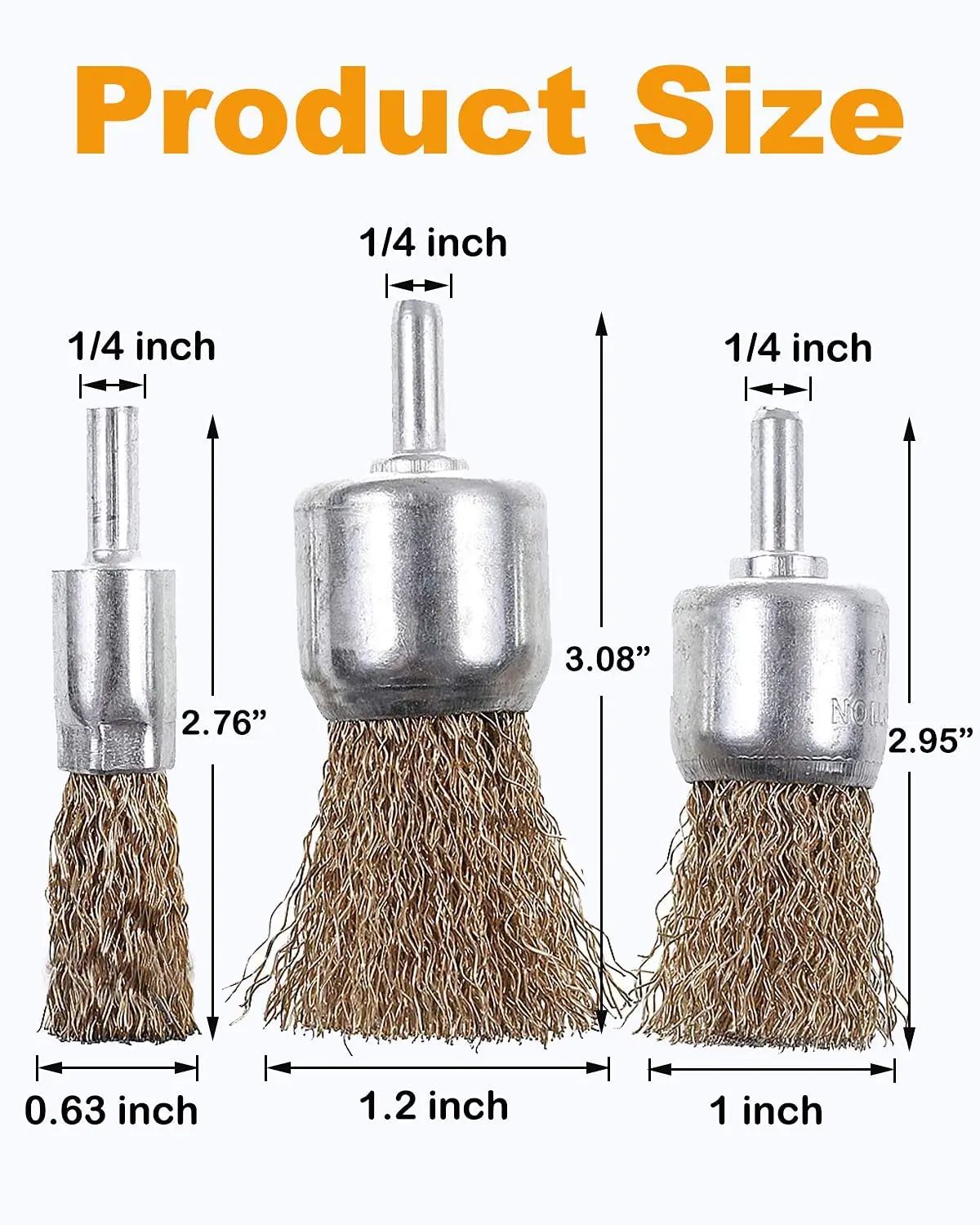 Wire Brush Wheel Brass Wire Brush Set with Shank Rust Removal Polishing Brush for Cleaning Deburring Metal Surface Prep Tool
