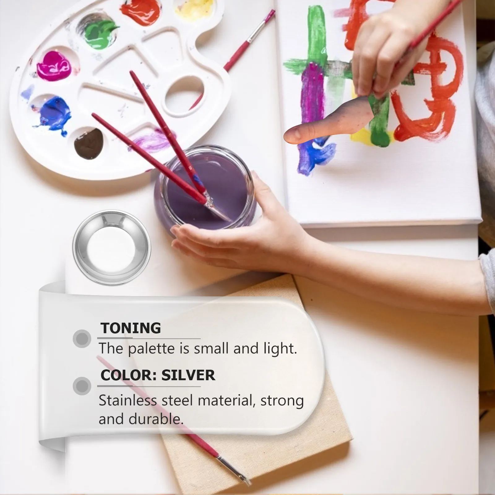 Stainless Steel Paint Palette 10 Piece Lightweight Watercolor Mixing Trays for Art Drawing Painting