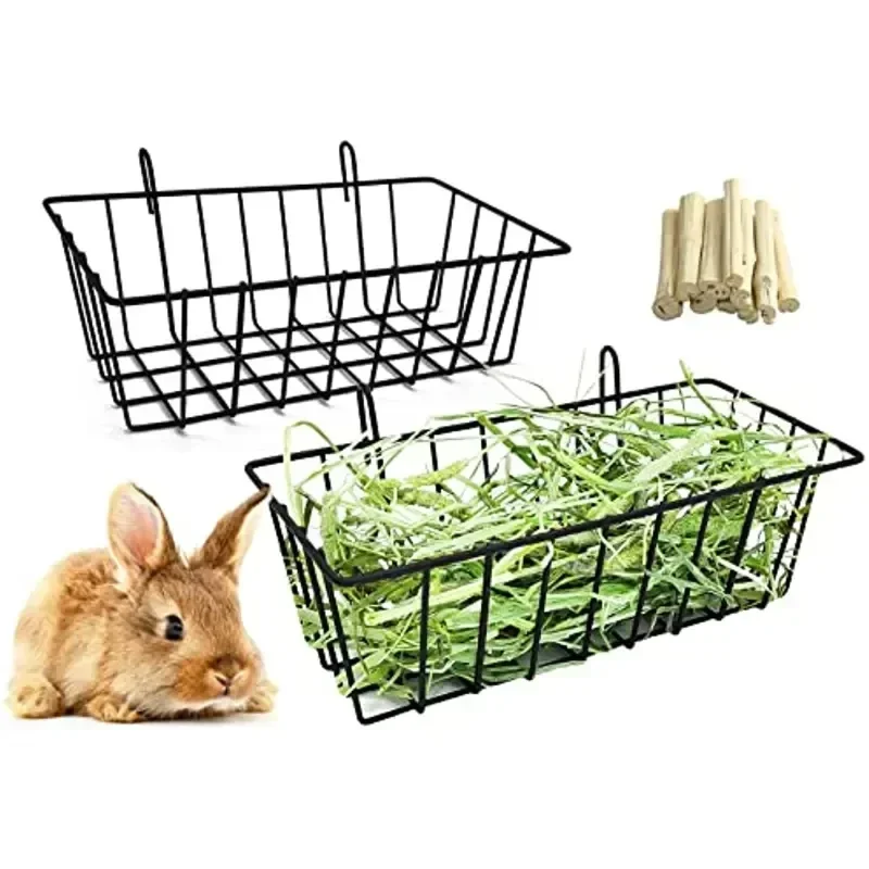 1Pcs Kaninchen Heu Feeder Heavy Duty Metall Kaninchen Heu Rack mit Haken Käfig Hängen Heu Halter für Kaninchen Chinchilla Hase Guinea – Detail 7