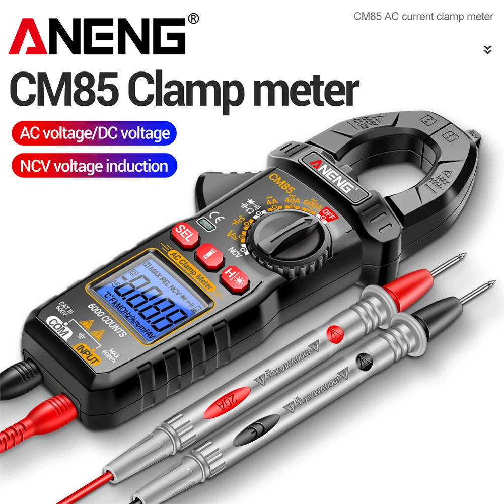 AC/DC Zangenmessgerät Überlastschutz Strom Spannung Diode Multimeter Professionelles 600A Digitalmultimeter Mess NCV Tester