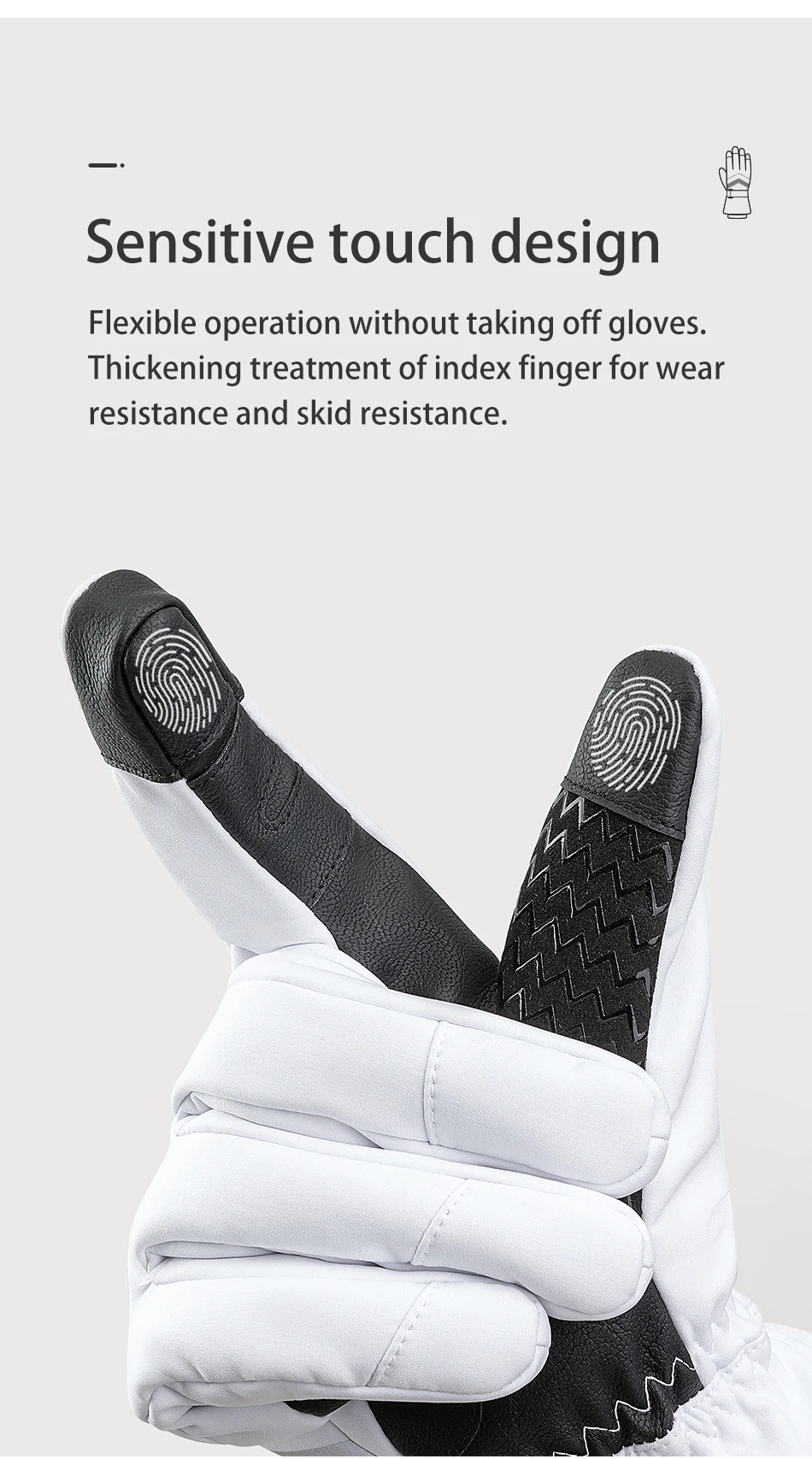COPOZZ Neue Winter-Skihandschuhe für Damen und Herren, winddicht, warm, wasserdicht, Touchscreen-fähig, rutschfest, für Snowboard, Schneemobil, dicke Skihandschuhe – Detail 5