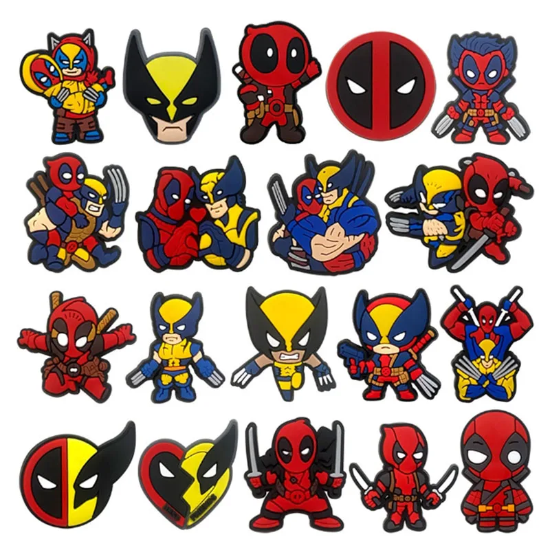 MINISO Marvel Hero Series Wolverine Shoe Charms for Sandals Deadpool Shoe Decoration PVC Accessories Shoe Buckle for Kids Gifts