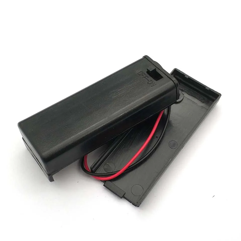 1/2/3/4-Schlitz-Batteriebox für AA-Batterien mit EIN/AUS-Schalter & Abdeckung, 1,5V/3V/4,5V/6V 15cm Rotes und Schwarzes Kabel DIY-Stromversorgungsgehäuse – Detail 2