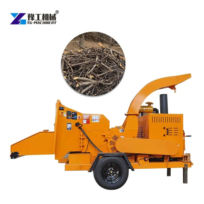 32Hp 55 HP Mobile Diesel Wood Crusher Machine Wood Shredder Tree Branches Shredder Factory for Sale Garden Wood Chipper