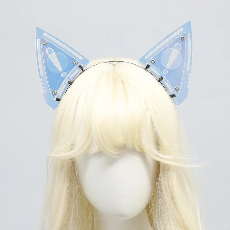 

Cyberpunk Helmet Cat Ears DIY Mech Cat Ears Headband Decorated Sci-fi Mechanical Mech Costume Props Headwear Hair Accessories