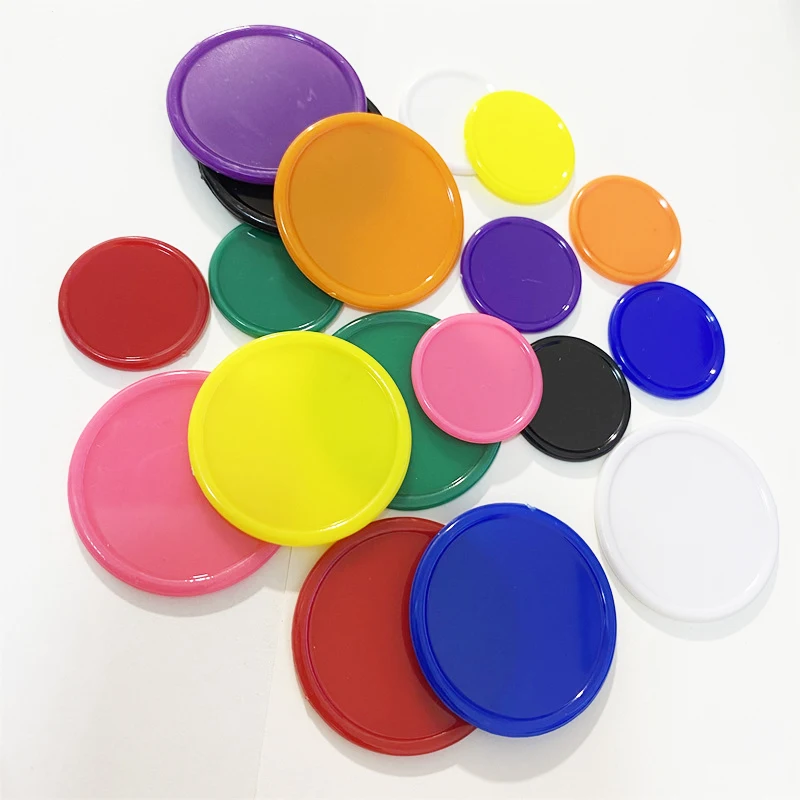 100Pcs 25mm 37mm PS Plastic Chips Markers Token Fun Family Club Board Games for Teaching Mus 9 Colours