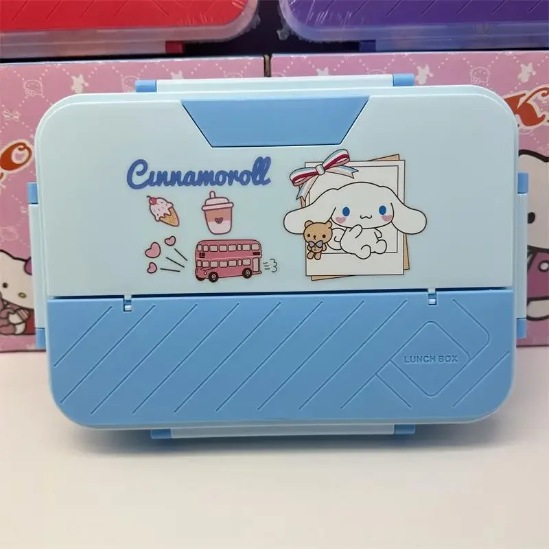 Sanrios Hellokitt Cartoon Three Grids Lunch Box Cute Kuromi Lunch Box Insulated Sealed Box Home Home Office Portable Lunch Box