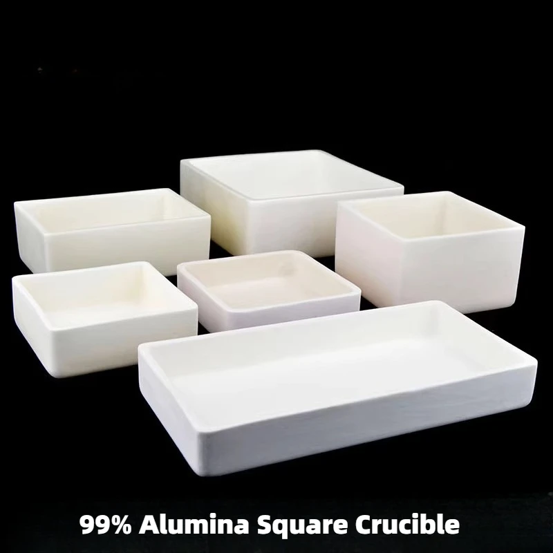 99%Al2O3 High Purity Square Alumina Ceramic Boat Corundum Crucible Sintered Crucible High temperature resistance 1600℃