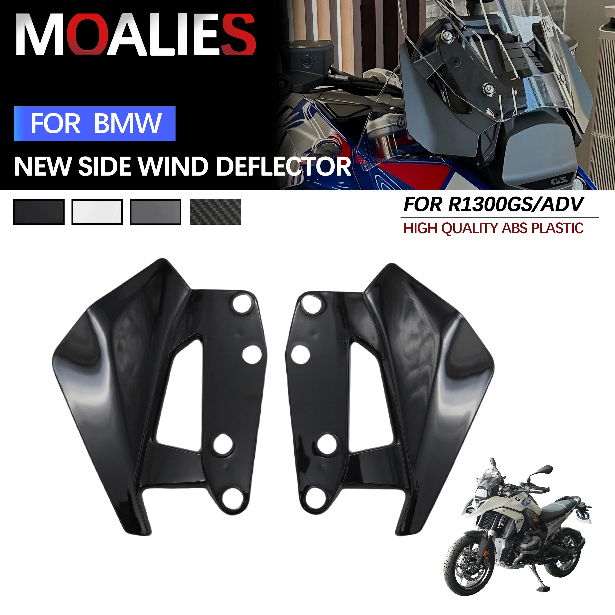 

For BMW R1300GS R 1300 GS R1300 GS Adventure 2023 2024 Carbon Look Windshield Side Wind Deflector Spoiler Fly Screen Windscreen