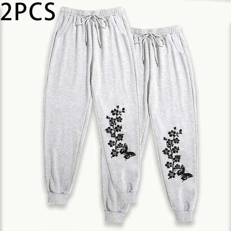 2 حزمة المرأة ركض استرخاء صالح Sweatpants والشتاء صالة فستان أطفال مع سروال داخلي 2025 الخريف الحرارية الراحة صالح بناطيل كاجوال 2 قطعة