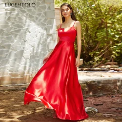 Women Sexy Suspenders Dress Backless Party Lace-up Big Swing Lady Spring Summer Slim Sleeveless Red New Long Dresses
