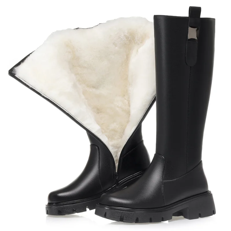 DIMANYU Women's Large Size Long Boots 2026 New Wool Genuine Leather Women Winter Boots Women Warm Knight Boots
