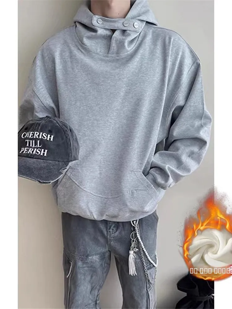 

Heavyweight ey Hoodie Men's Winter Thiened Warmth Faionable Youth Student Jaet Loose Fit Long Sve Anti-Wrinkle