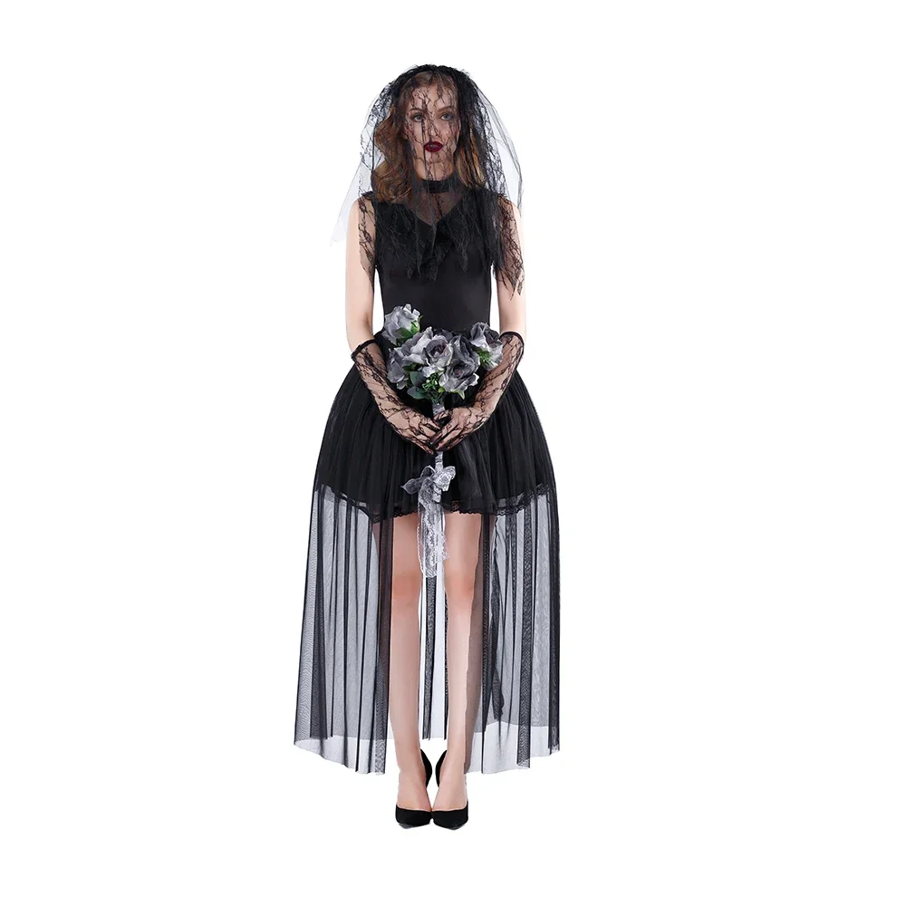

Halloween Vampire Cosplay Adult Women Carnival Role Playing Ghost Brider Fancy Party Dress