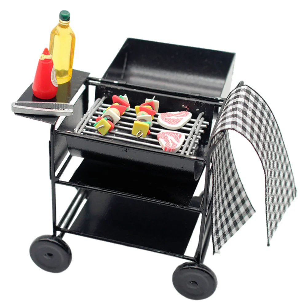 

Mini Grill Kitchen Cookware House Decor Miniature Bbq Barbecue Model Pretend Play Toy Dollhouse Accessories