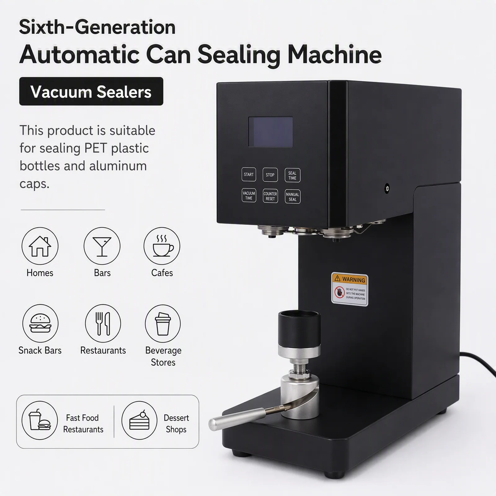 Milk Tea Drink Cans Sealer Commercial Can Sealer 370w Semi-Automatic Can Sealing Machine LED Display