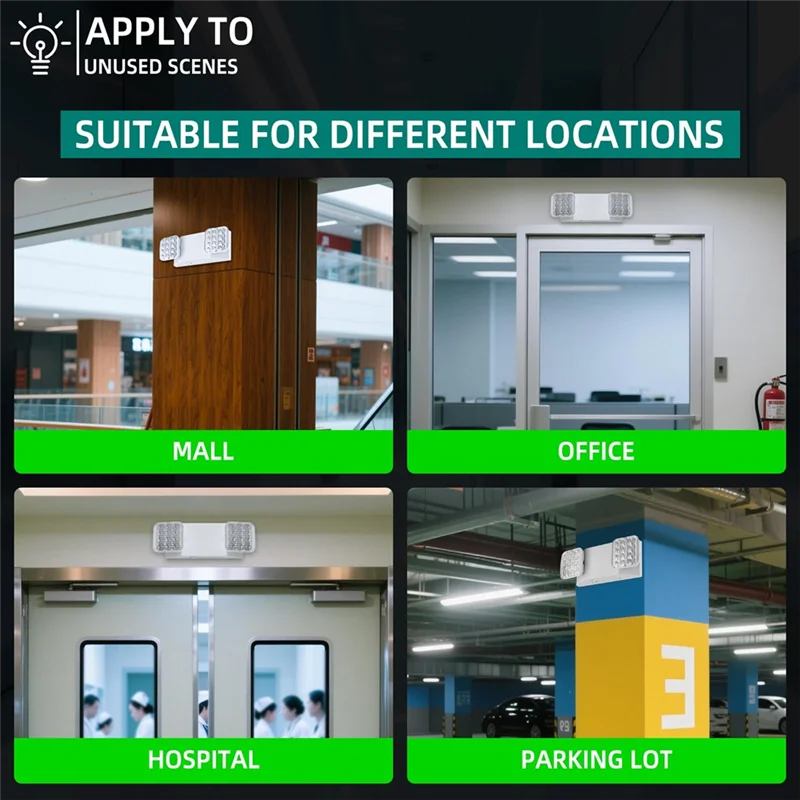 ABKO-LED Emergency Lighting With Two Square Adjustable Heads, Battery Backup Capacity Of 90 Minutes Duration