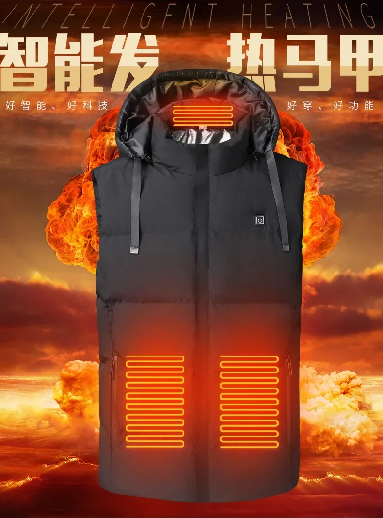 

7Areas Heated Vest Men Women cycling Heated Jacket Winter Usb Self Heating Thermal Vest Heating Down Jacket Warmte Vest