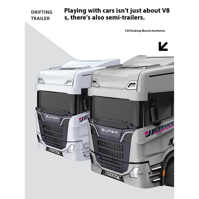 1/43 Simulatie Trailer Oplegger Afstandsbediening Transportvoertuig Container Vrachtwagen Automodel Met Geluid En Licht Kinderen