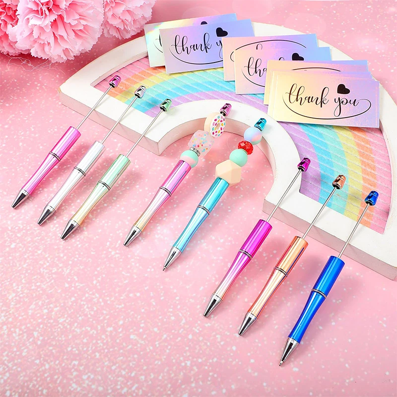 10Pcs Beaded Ballpoint Pen Ballpoint DIY Pens Manufacturers Beaded Plastic Beadable Pens Wholesale Student Gift