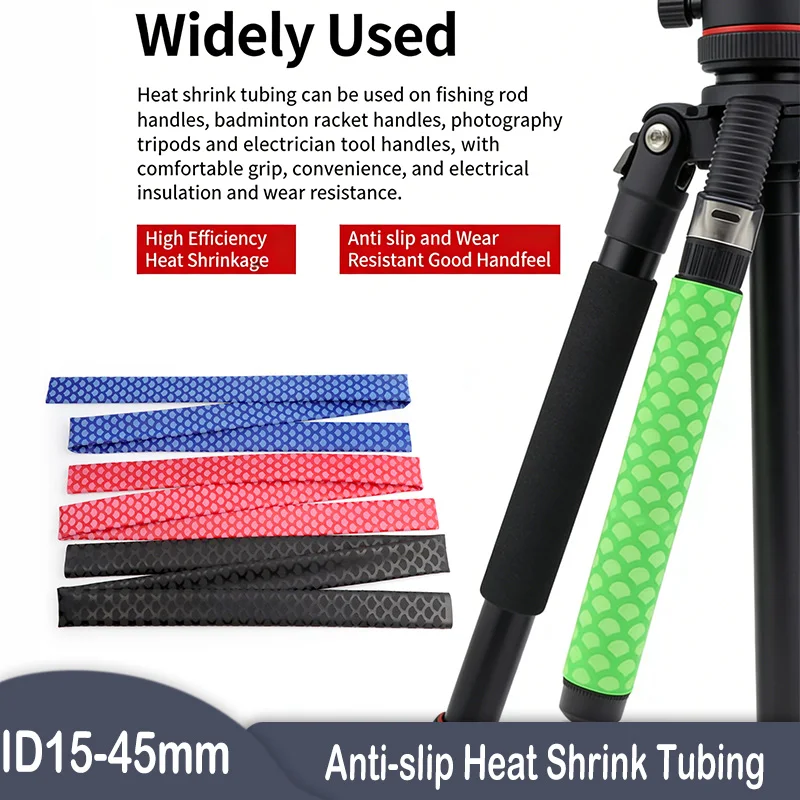

1m Anti-slip Heat Shrink Tubing ID15-45mm Fishing Rod Handle Repair Electrical Cable Insulation Wrap High Grip Heat Shrink Tube