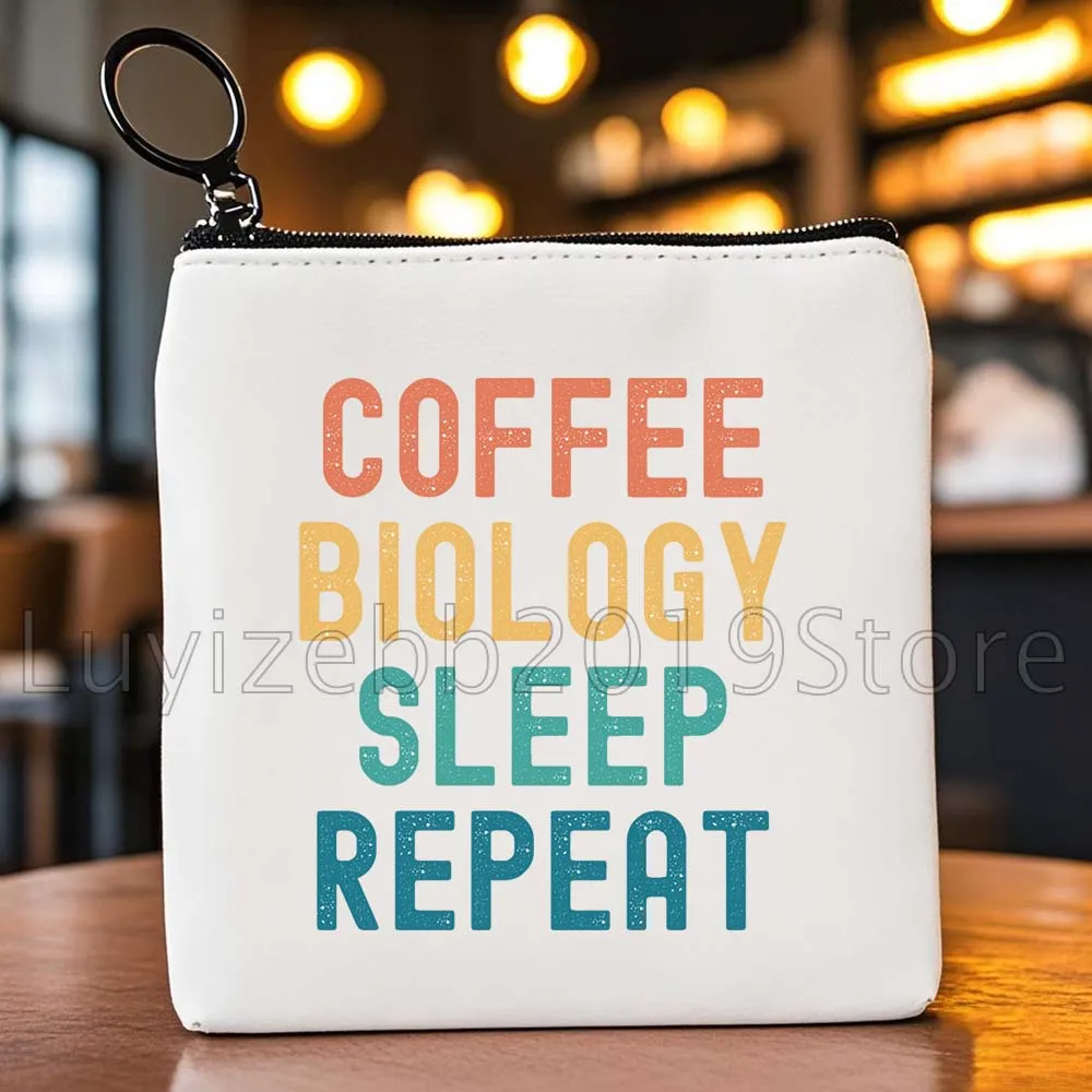 Grappige wetenschap biologie schoolleraar geschenken schattige DNA bioloog canvas portemonnee tas sleutel opslag kaart tassen cartoon portemonnee etui