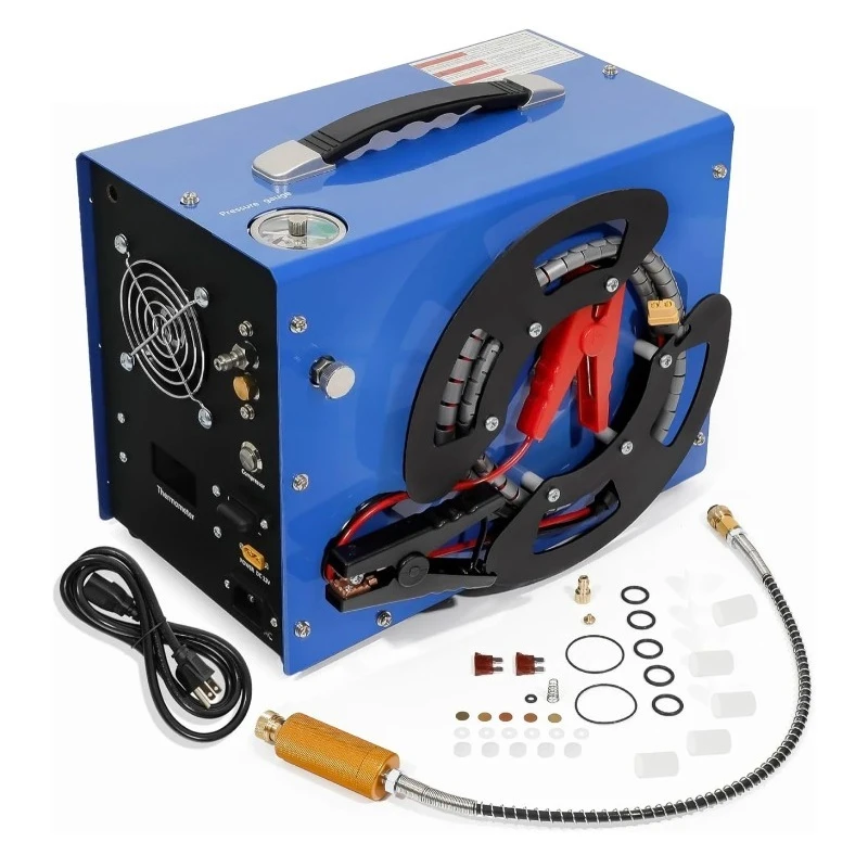 Compresor de Aire de Alta Presión PCP Todo en Uno, Entrada Dual AC220V DC12V, Parada Automática, Bomba de 4500 PSI para Recarga de Rifle de Aire Comprimido PCP y Paintball