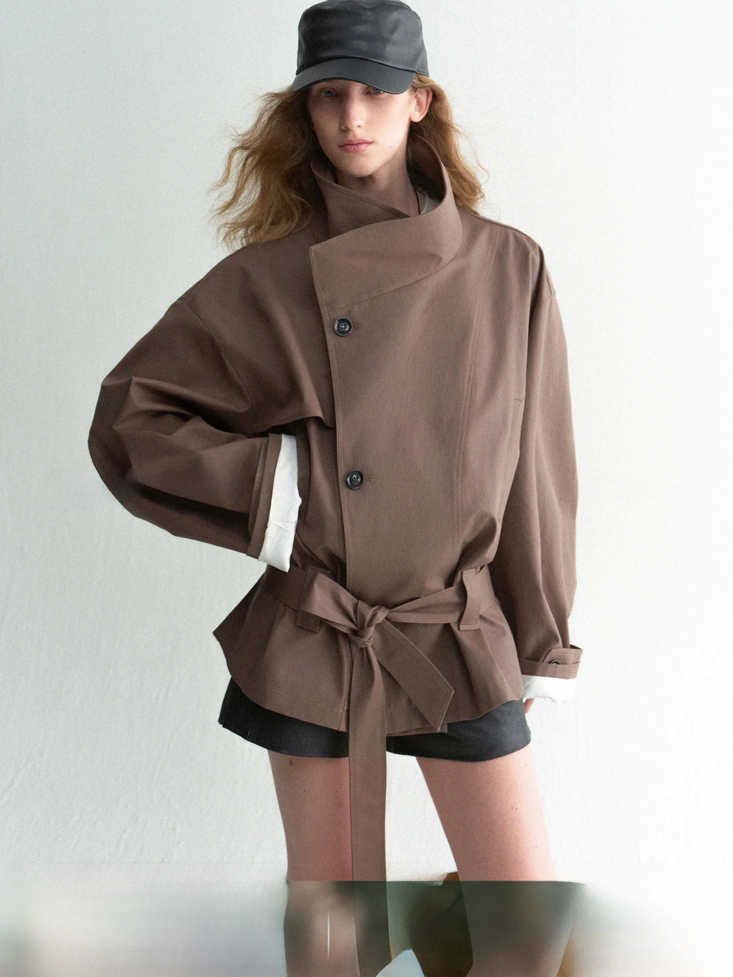 

Женское пальто Mogas Heavyweight из 100% чистого хлопка с восковым покрытием, янтарного цвета, длинное и короткое, с воротником-стойкой, в повседневном стиле, свободного кроя