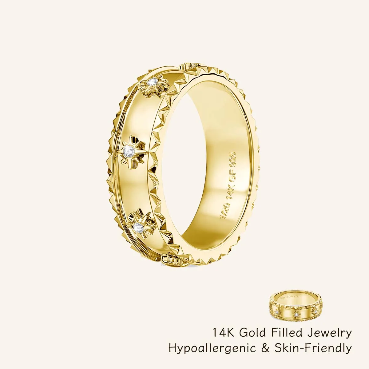 

Изысканное кольцо с муассанитом в виде звезды, 1/20, 14-каратное золото, гипоаллергенное, повседневная одежда, вечерние обручальное кольцо, роскошные ювелирные изделия, подарок для женщин/мужчин