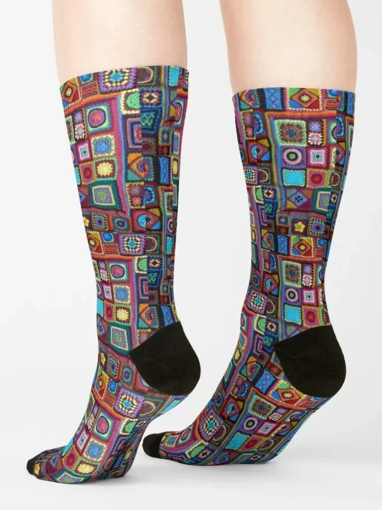 Granny Square Socks shoes floral cycling sport Man Socks Women's